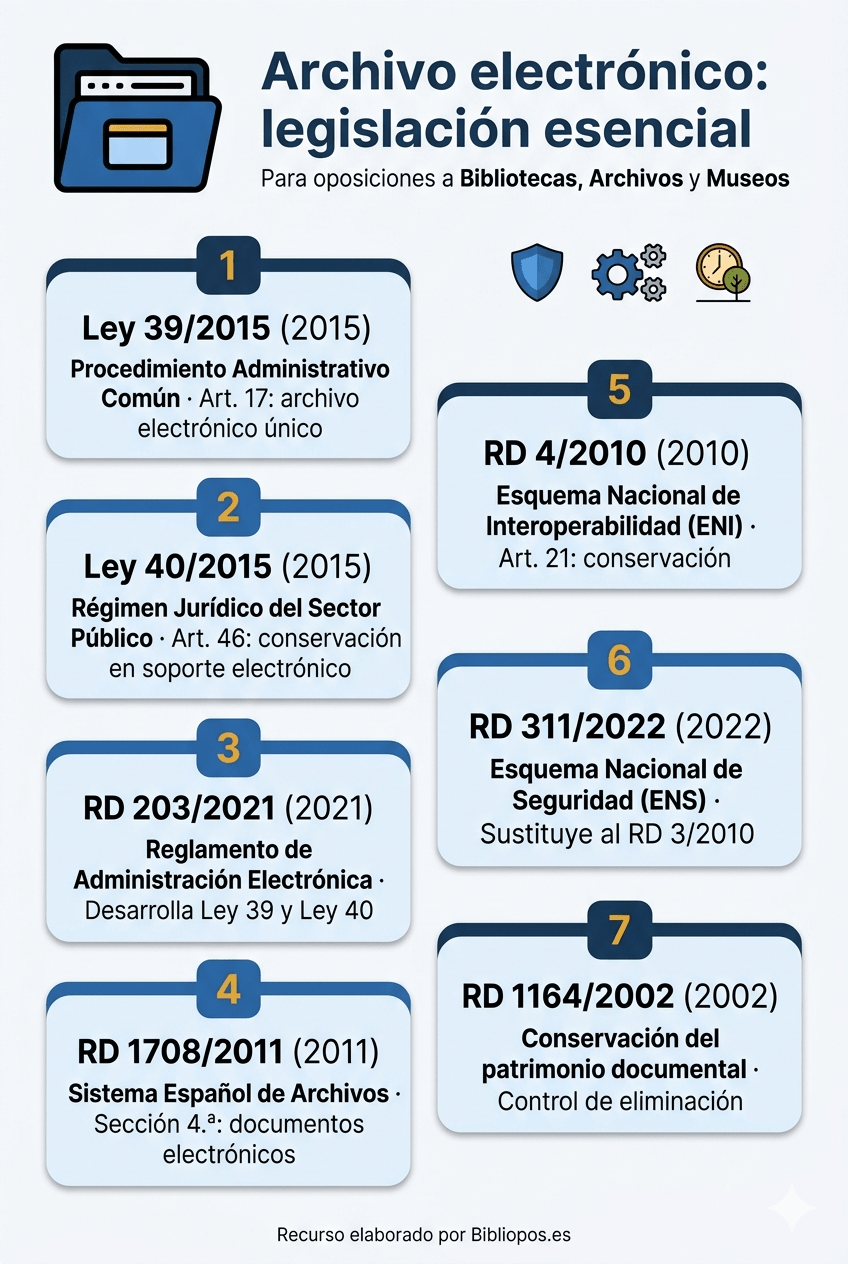 Infografía-ref-legislativa-archivo-electronico Referencias legislativas sobre archivo electrónico de documentos. Fuente: Bibliopos.es